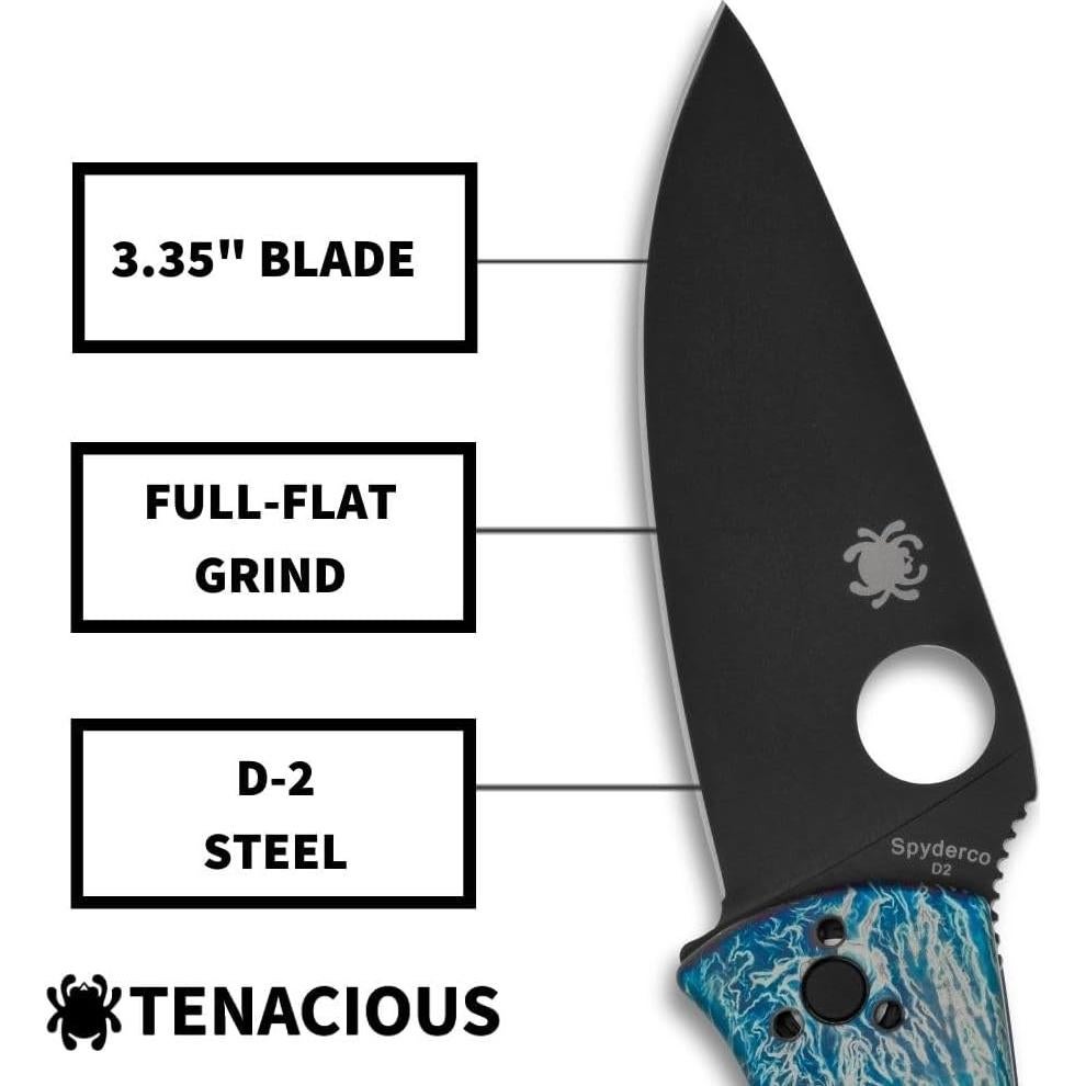 Cuchillo de bolsillo Spyderco Tenacious D2 8.4 cm Titanio EDC