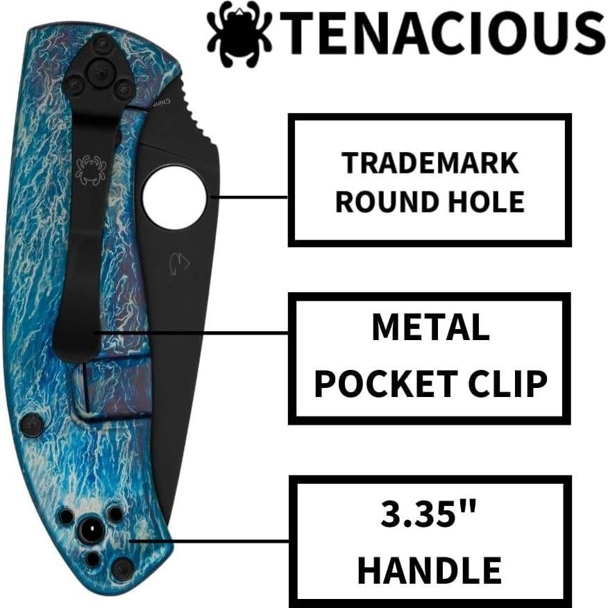 Cuchillo de bolsillo Spyderco Tenacious D2 8.4 cm Titanio EDC