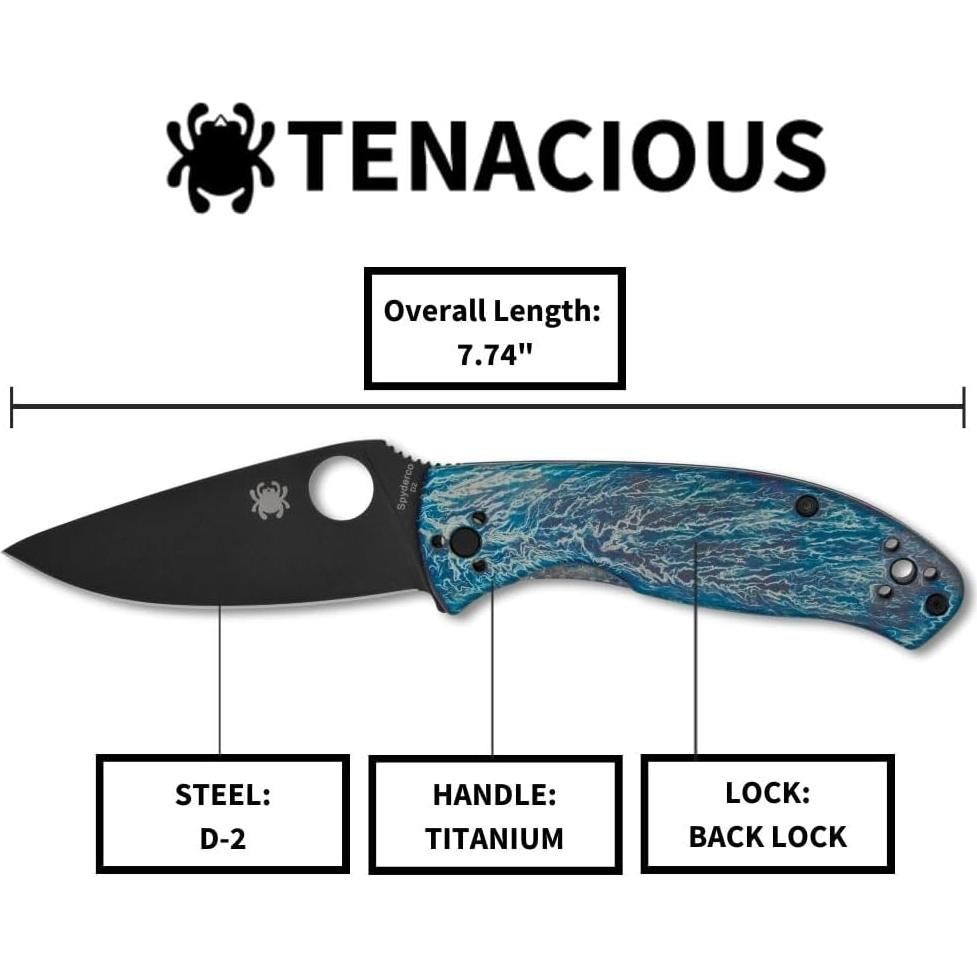 Cuchillo de bolsillo Spyderco Tenacious D2 8.4 cm Titanio EDC