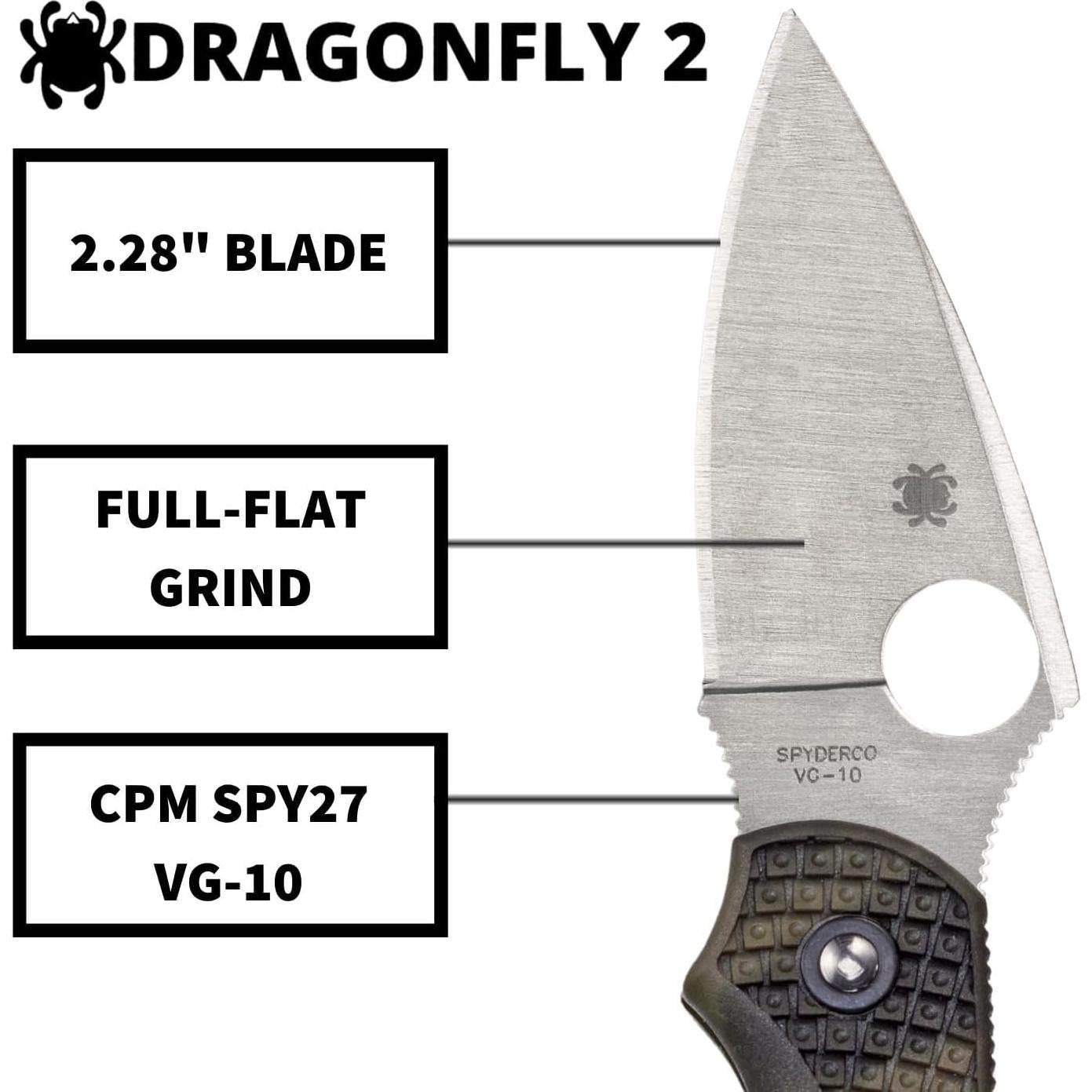 Cuchillo Plegable Spyderco Dragonfly 2 Verde Zome 6 cm VG-10