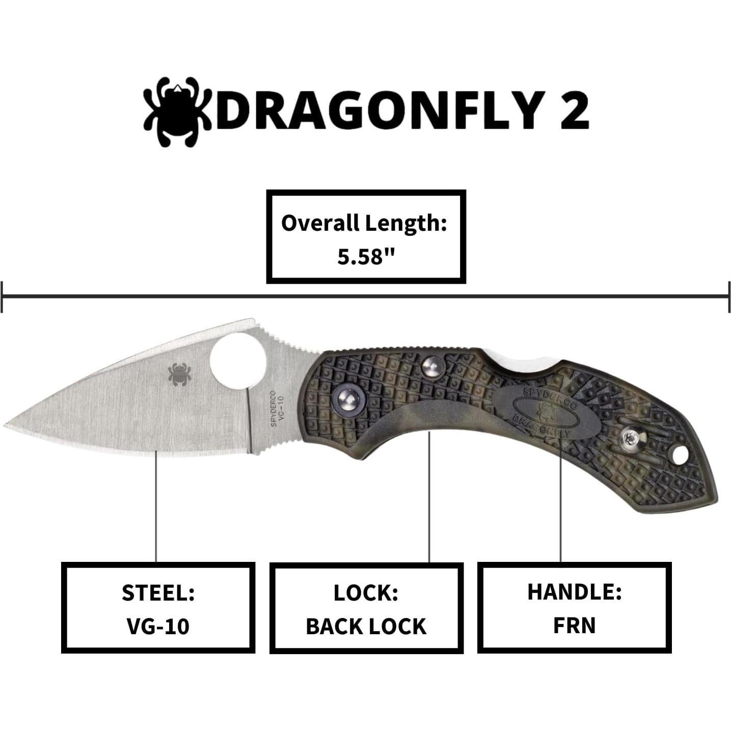 Cuchillo Plegable Spyderco Dragonfly 2 Verde Zome 6 cm VG-10