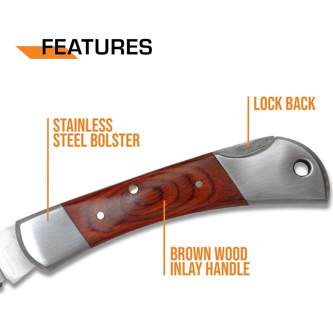 Cuchillo Plegable Elk Ridge 5.7 cm Acero Inoxidable y Madera