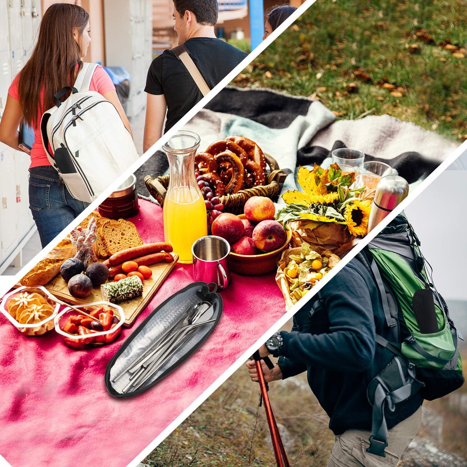 Juego de Utensilios de Viaje Aosbos con Estuche Negro