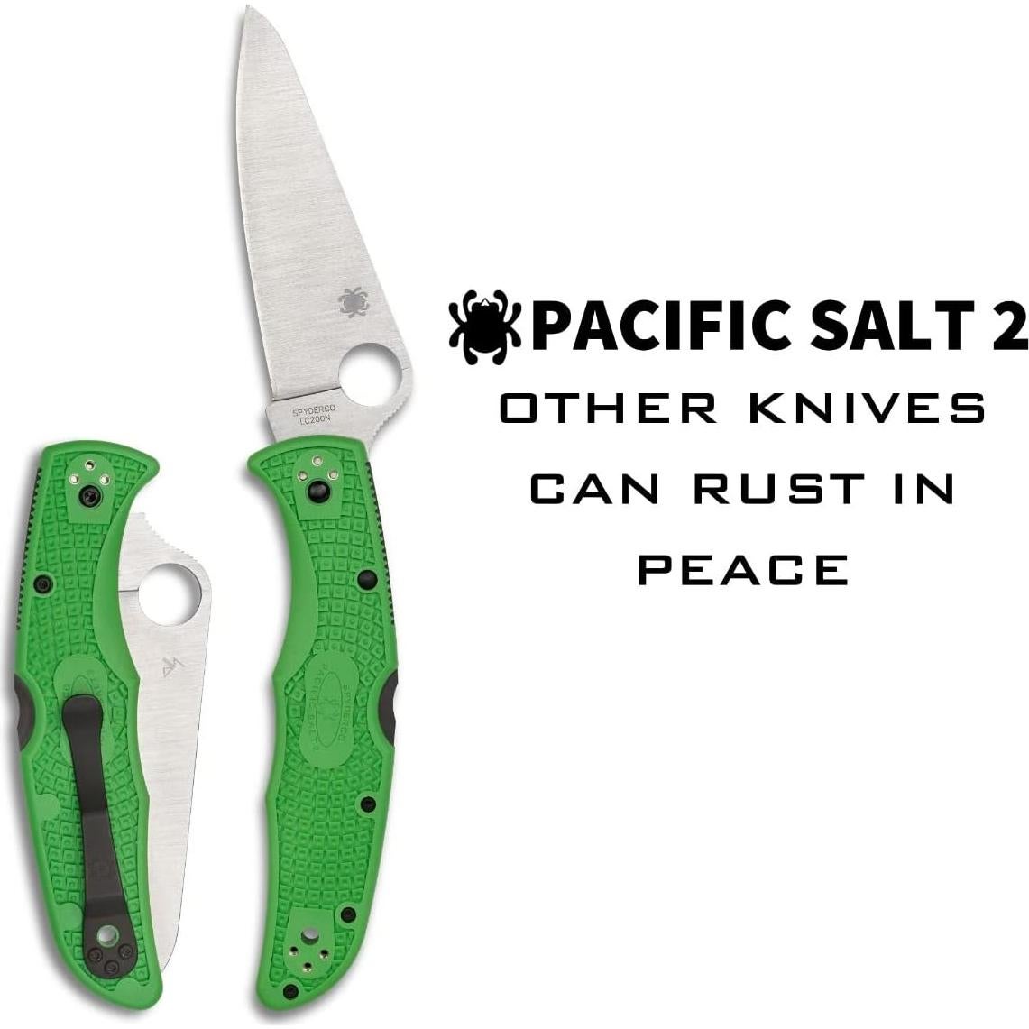 Cuchillo Spyderco Pacific Salt 2 Verde LC200N 9.6 cm Antideslizante