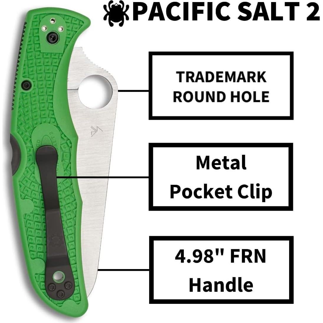 Cuchillo Spyderco Pacific Salt 2 Verde LC200N 9.6 cm Antideslizante