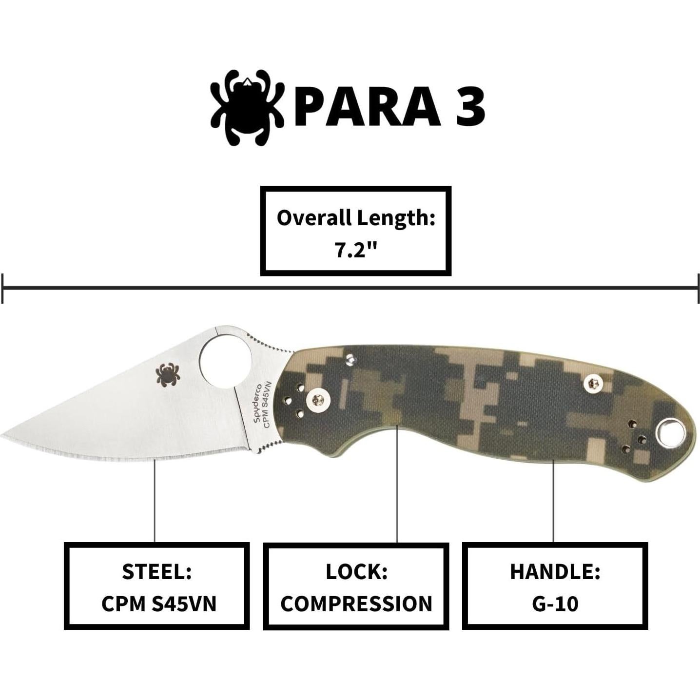 Cuchillo Plegable Spyderco Para 3 Camo 18.4 cm Acero Inoxidable