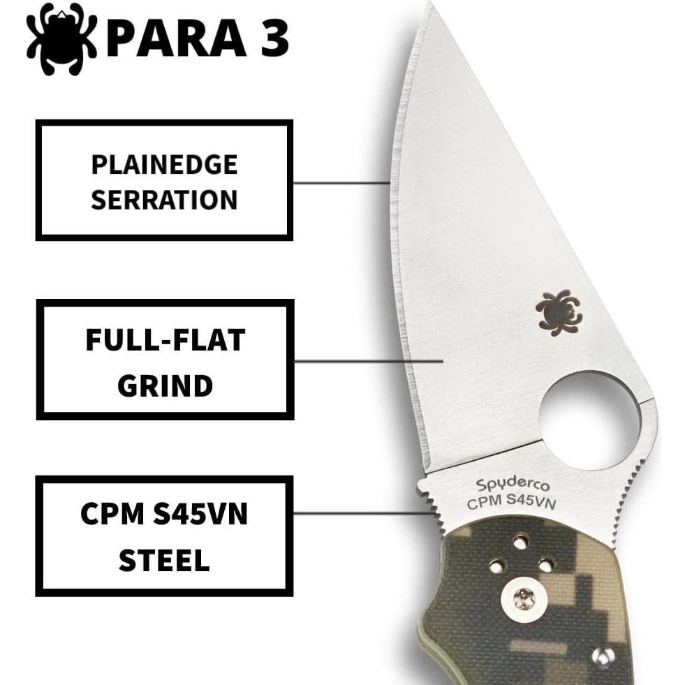 Cuchillo Plegable Spyderco Para 3 Camo 18.4 cm Acero Inoxidable