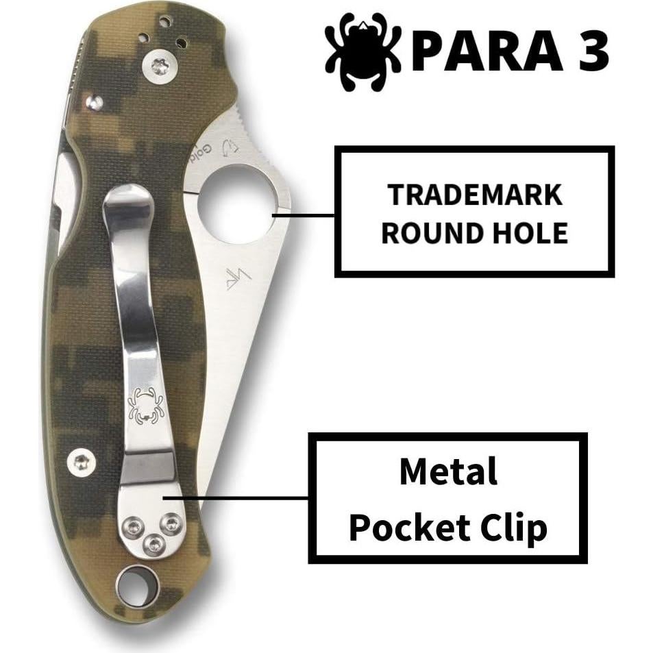 Cuchillo Plegable Spyderco Para 3 Camo 18.4 cm Acero Inoxidable