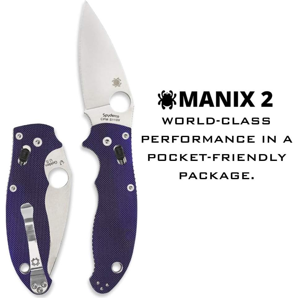 Cuchillo plegable Spyderco Manix 2 S110V 8.56 cm G-10 azul