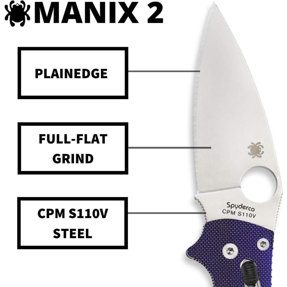 Cuchillo plegable Spyderco Manix 2 S110V 8.56 cm G-10 azul