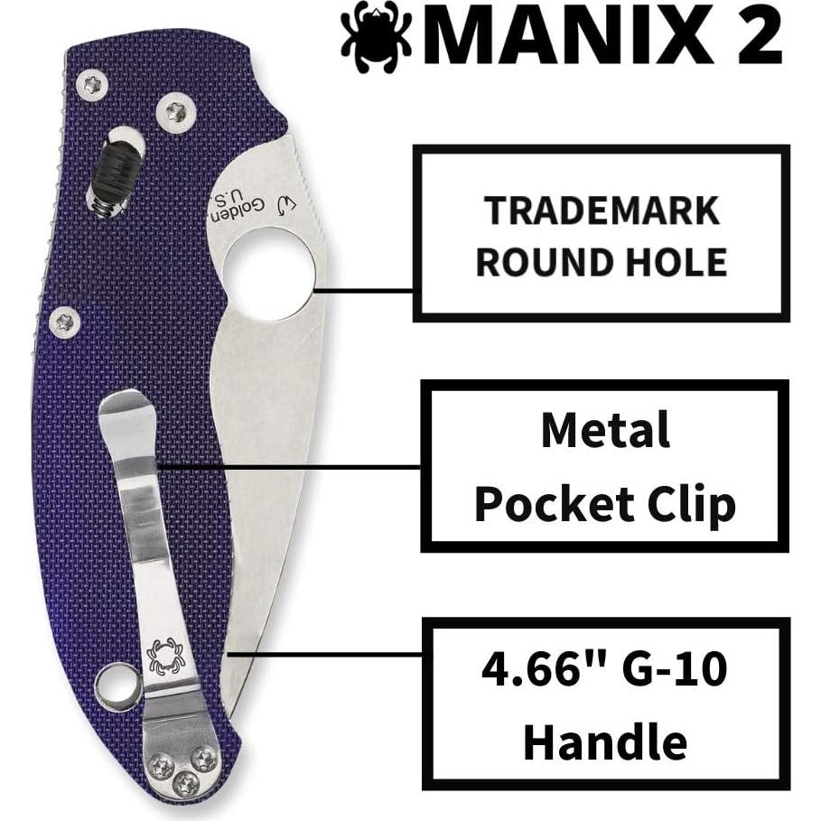 Cuchillo plegable Spyderco Manix 2 S110V 8.56 cm G-10 azul