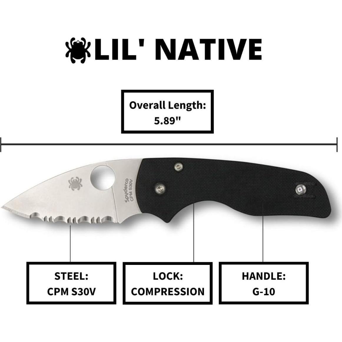 Cuchillo Plegable Spyderco Lil' Native 6.35 cm Mango G-10