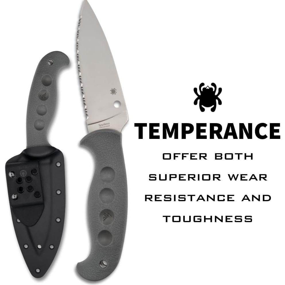 Cuchillo de hoja fija Spyderco Temperance 23.94 cm FRN gris