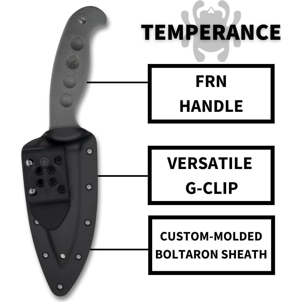 Cuchillo de hoja fija Spyderco Temperance 23.94 cm FRN gris
