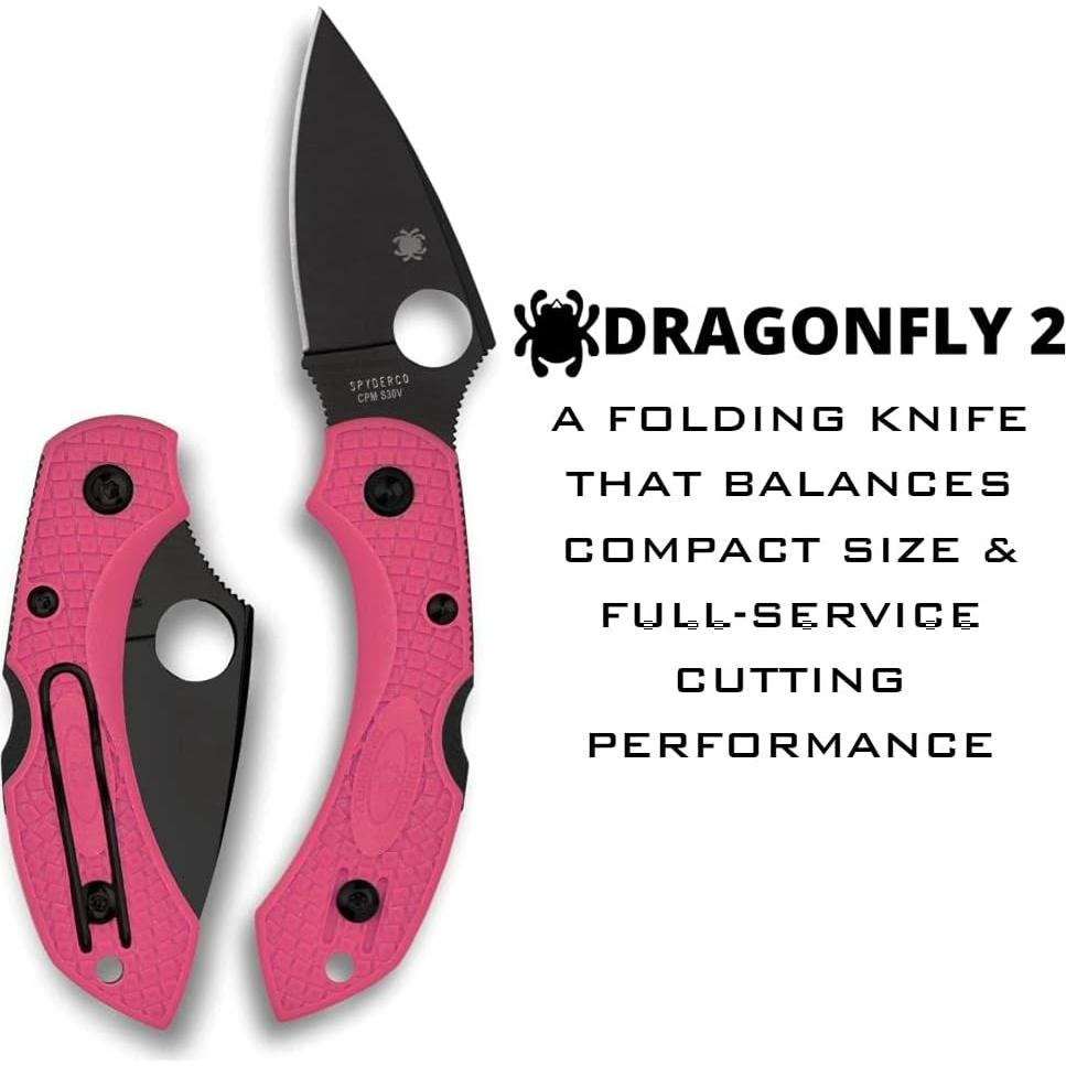Cuchillo Plegable Spyderco Dragonfly 2 Rosa Hoja Negra 6.03 cm