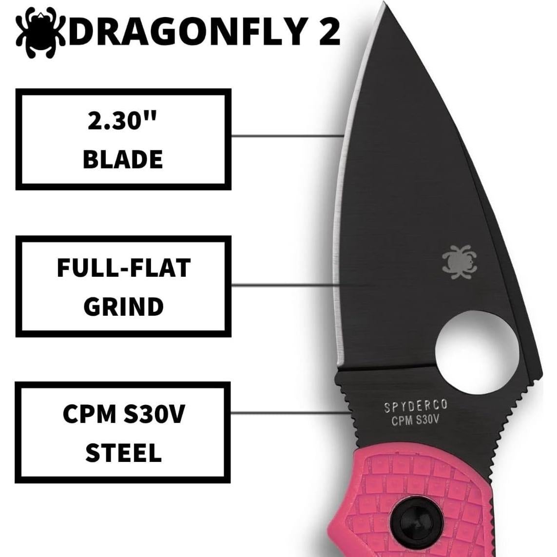 Cuchillo Plegable Spyderco Dragonfly 2 Rosa Hoja Negra 6.03 cm