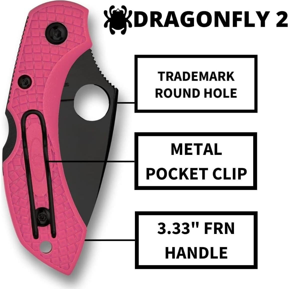 Cuchillo Plegable Spyderco Dragonfly 2 Rosa Hoja Negra 6.03 cm