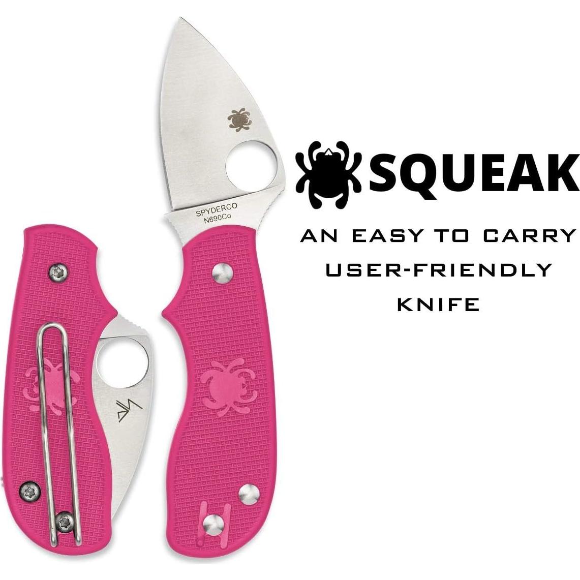 Cuchillo Spyderco Squeak SLIPIT Rosa 5.08 cm Acero N690Co
