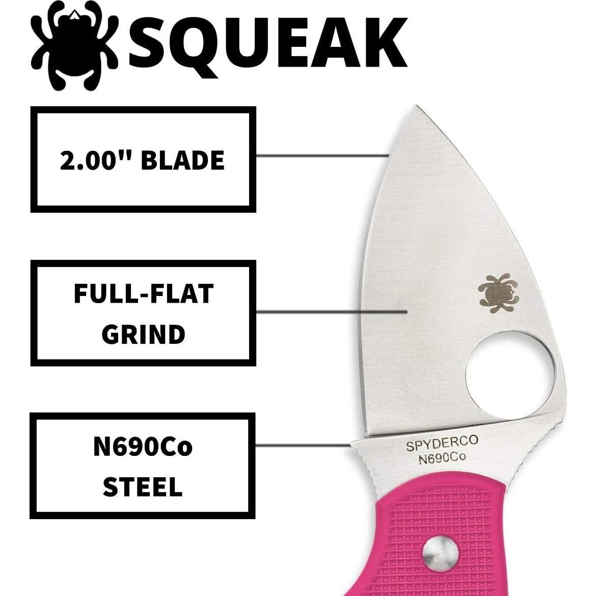 Cuchillo Spyderco Squeak SLIPIT Rosa 5.08 cm Acero N690Co