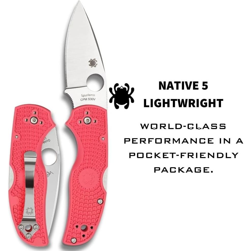 Cuchillo Plegable Spyderco Native 5 Rosa 17.65 cm Afilado Completo