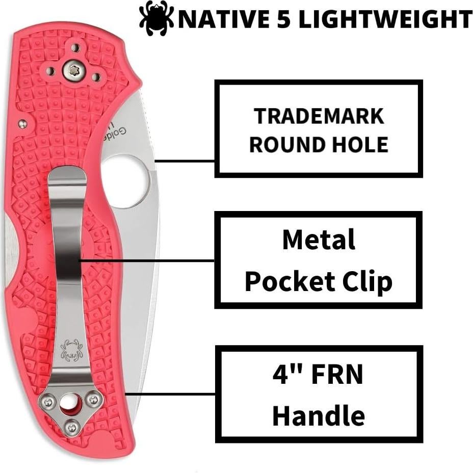 Cuchillo Plegable Spyderco Native 5 Rosa 17.65 cm Afilado Completo