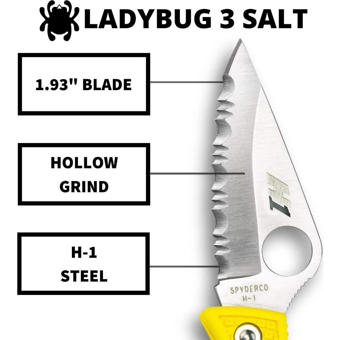 Cuchillo Spyderco Ladybug 3 Salt H-1 4.9 cm Amarillo FRN