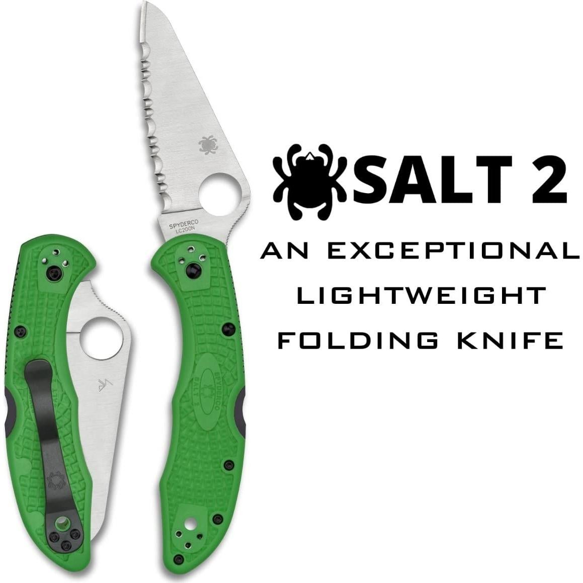 Cuchillo Spyderco Salt 2 LC200N Verde FRN 16.5cm - SpyderEdge