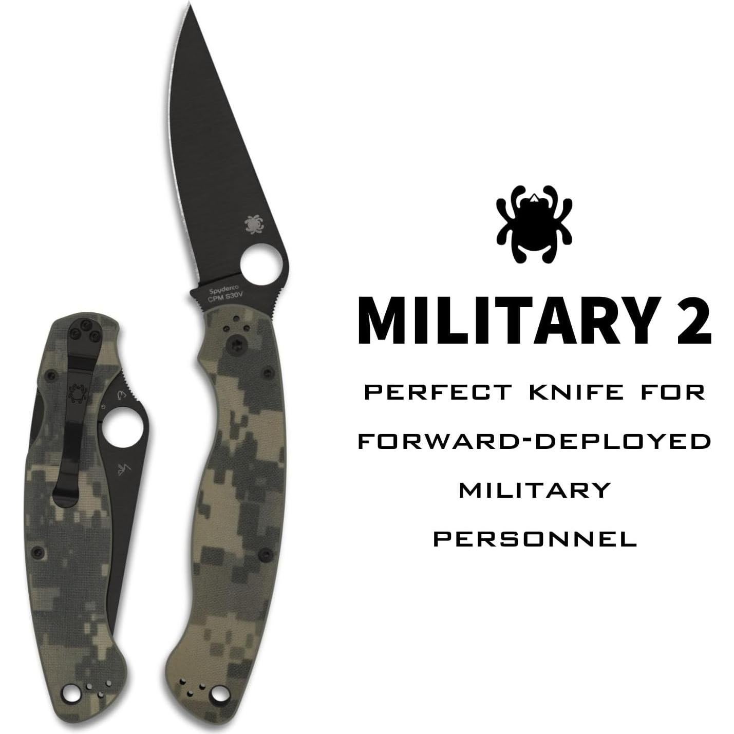 Cuchillo de Bolsillo Spyderco Militar 2 S30V Negro 13.97 cm