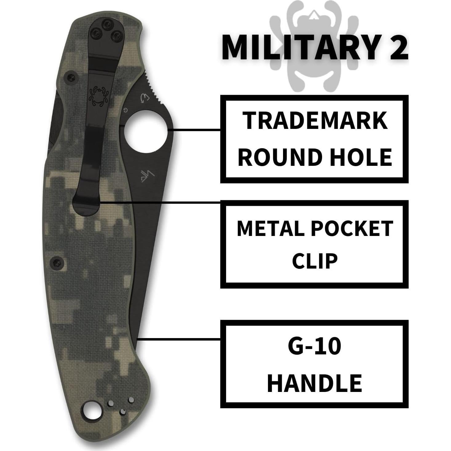 Cuchillo de Bolsillo Spyderco Militar 2 S30V Negro 13.97 cm