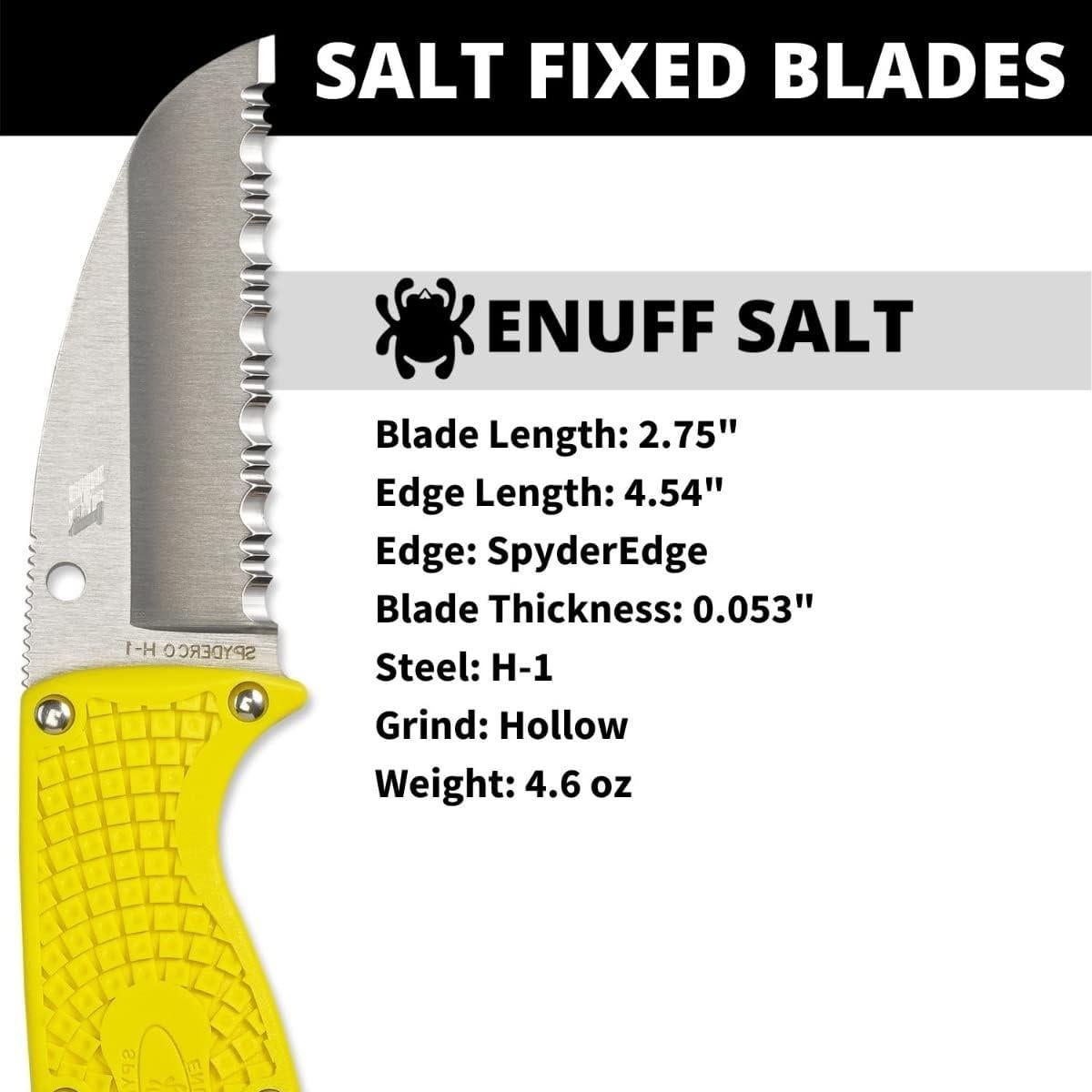Cuchillo Utilitario Spyderco Enuff Salt H-1 6.99 cm Amarillo