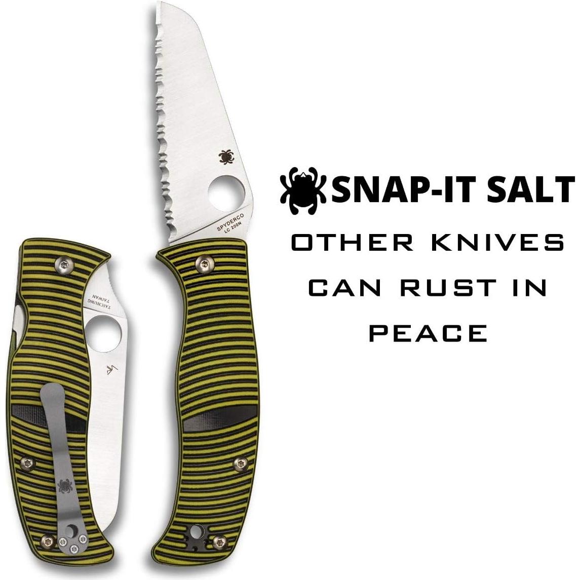 Cuchillo Spyderco Caribbean Salt Sheepfoot 9.4 cm G-10 Negro/Amarillo