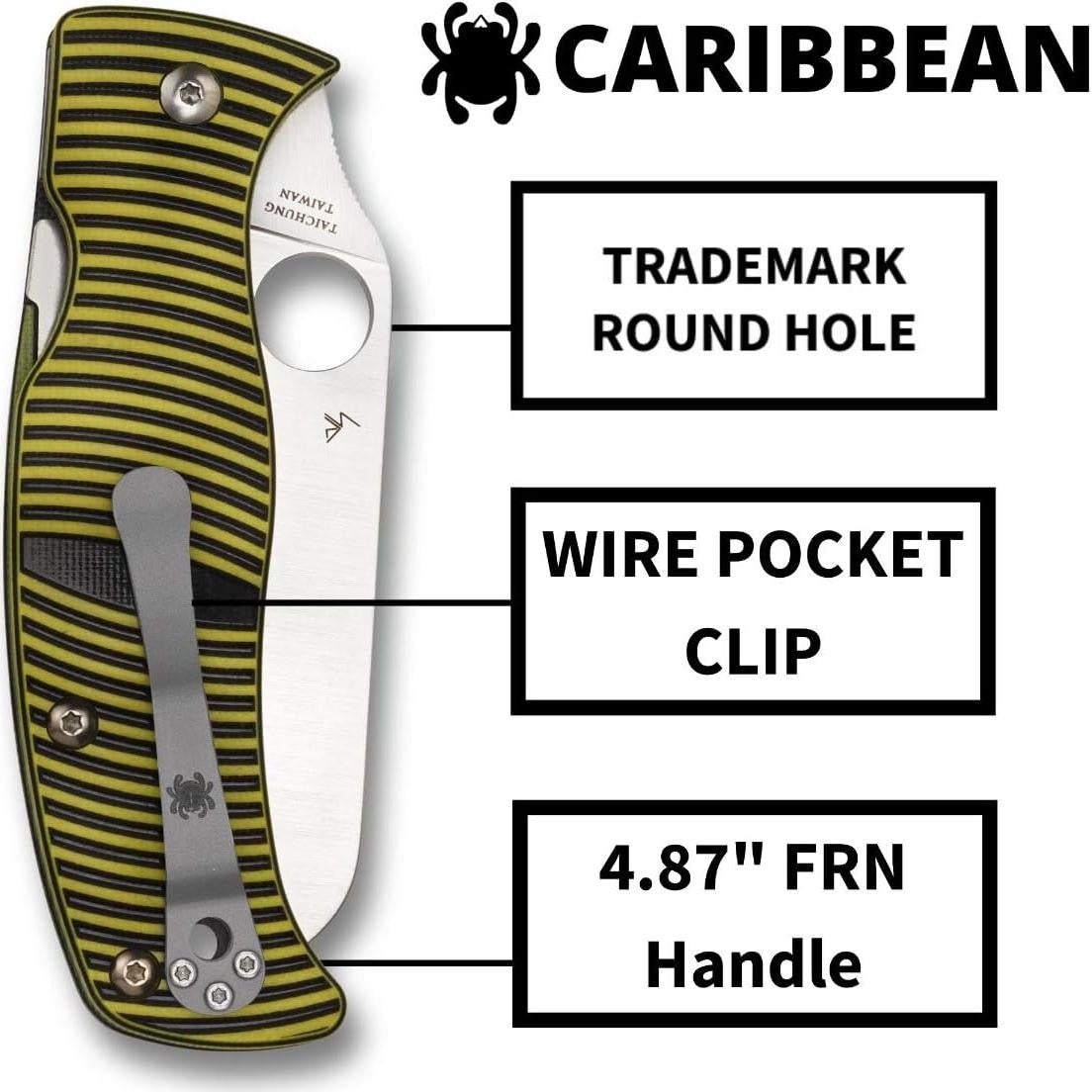 Cuchillo Spyderco Caribbean Salt Sheepfoot 9.4 cm G-10 Negro/Amarillo