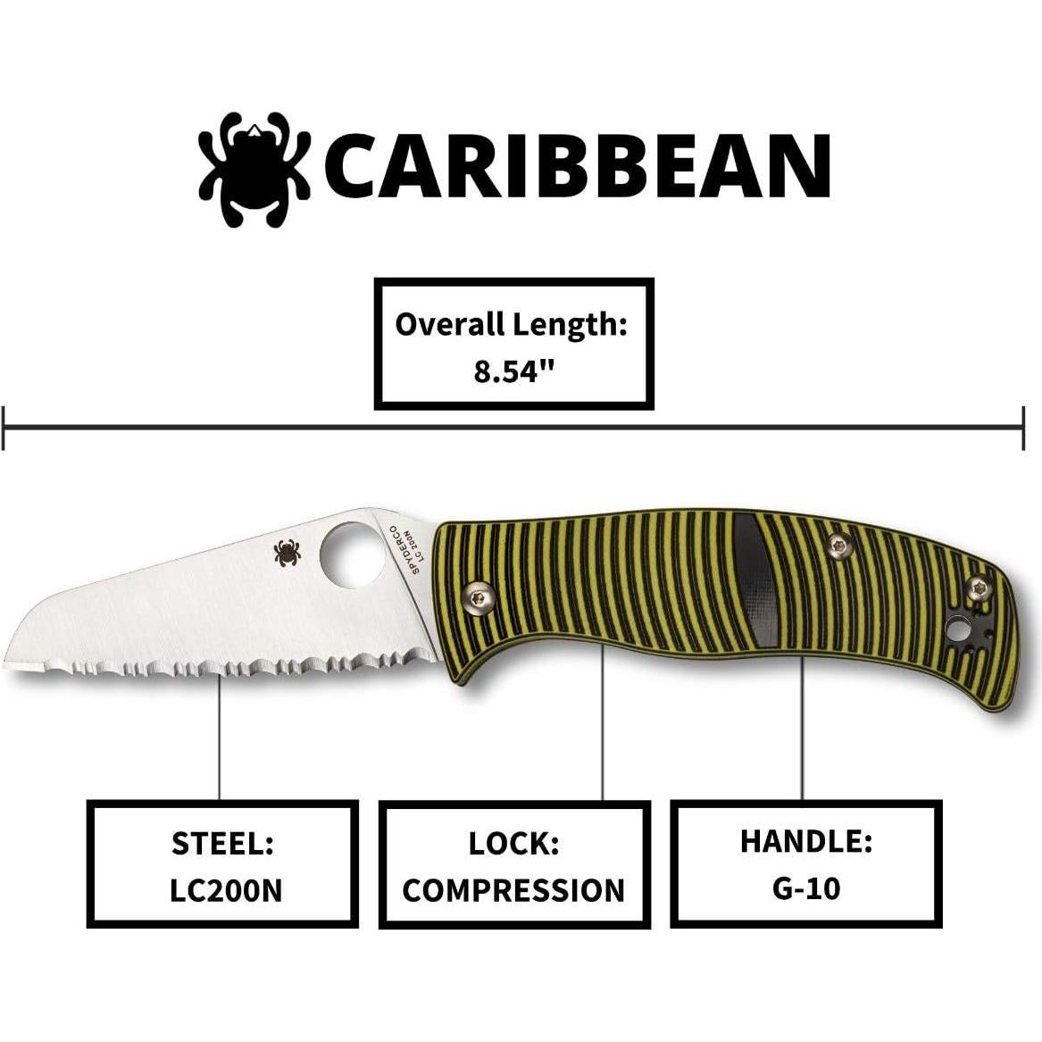 Cuchillo Spyderco Caribbean Salt Sheepfoot 9.4 cm G-10 Negro/Amarillo