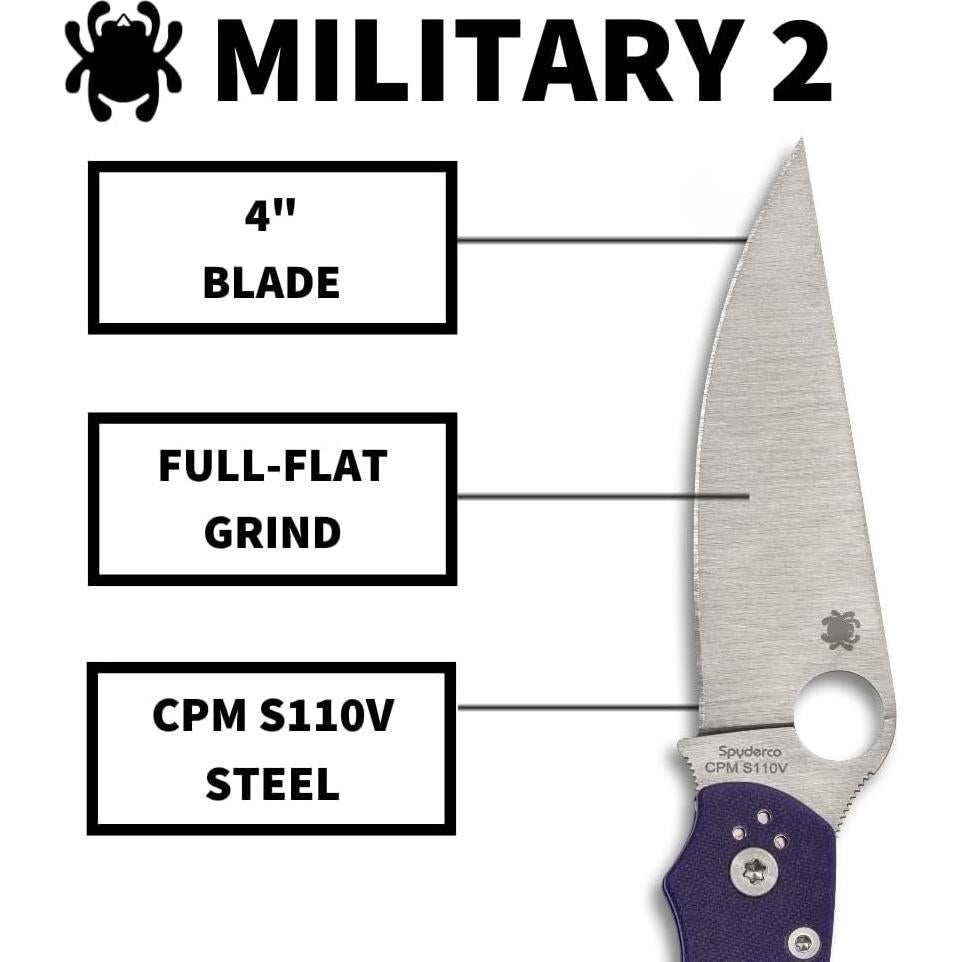 Cuchillo de Bolsillo Spyderco Military 2 Azul G10 10.16cm