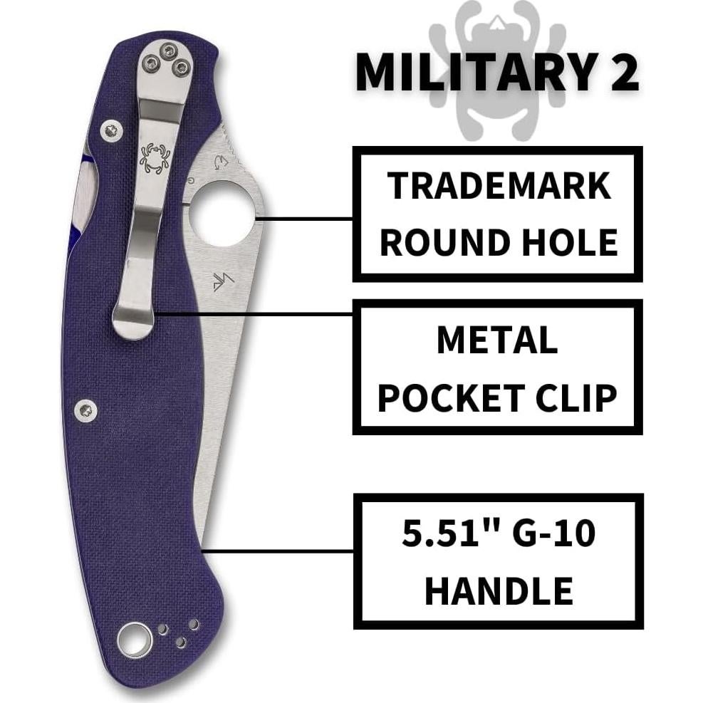 Cuchillo de Bolsillo Spyderco Military 2 Azul G10 10.16cm