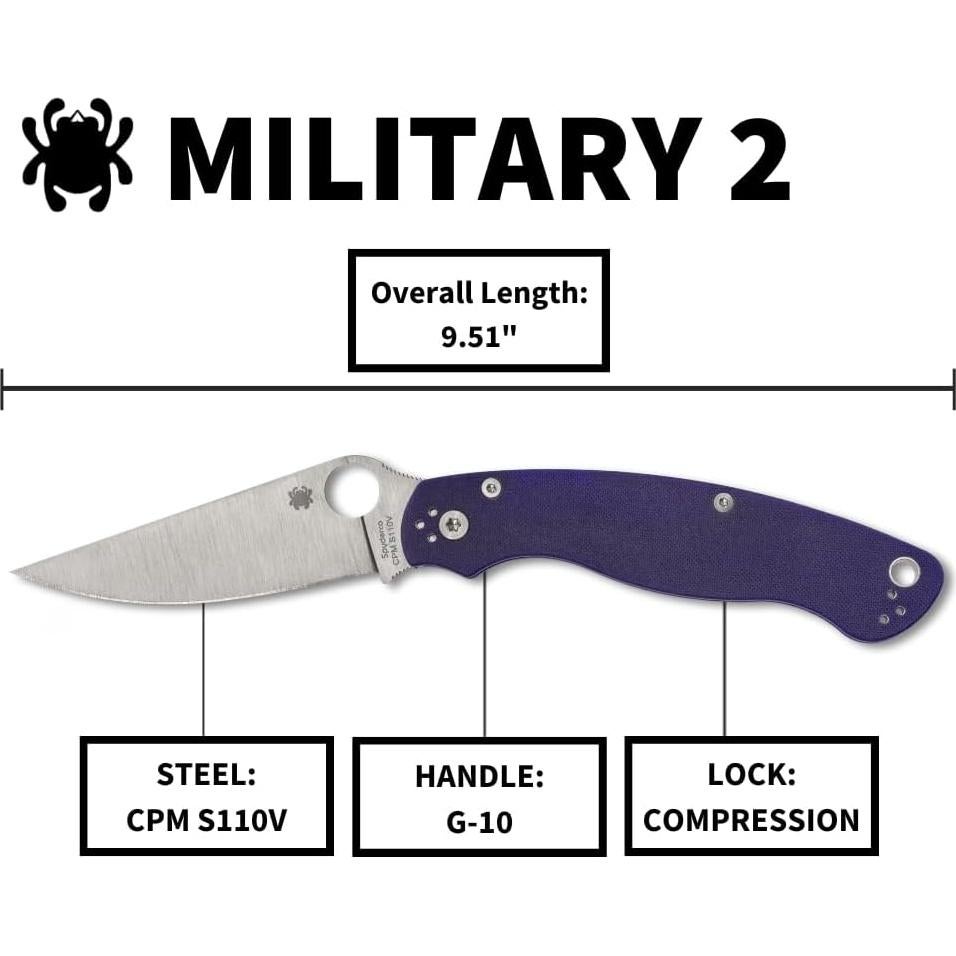 Cuchillo de Bolsillo Spyderco Military 2 Azul G10 10.16cm