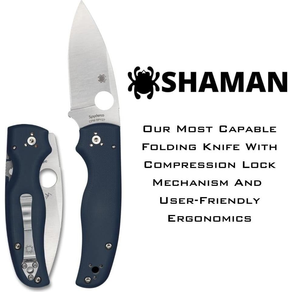 Cuchillo Plegable Spyderco Shaman CPM SPY27 8.89 cm G-10 Azul