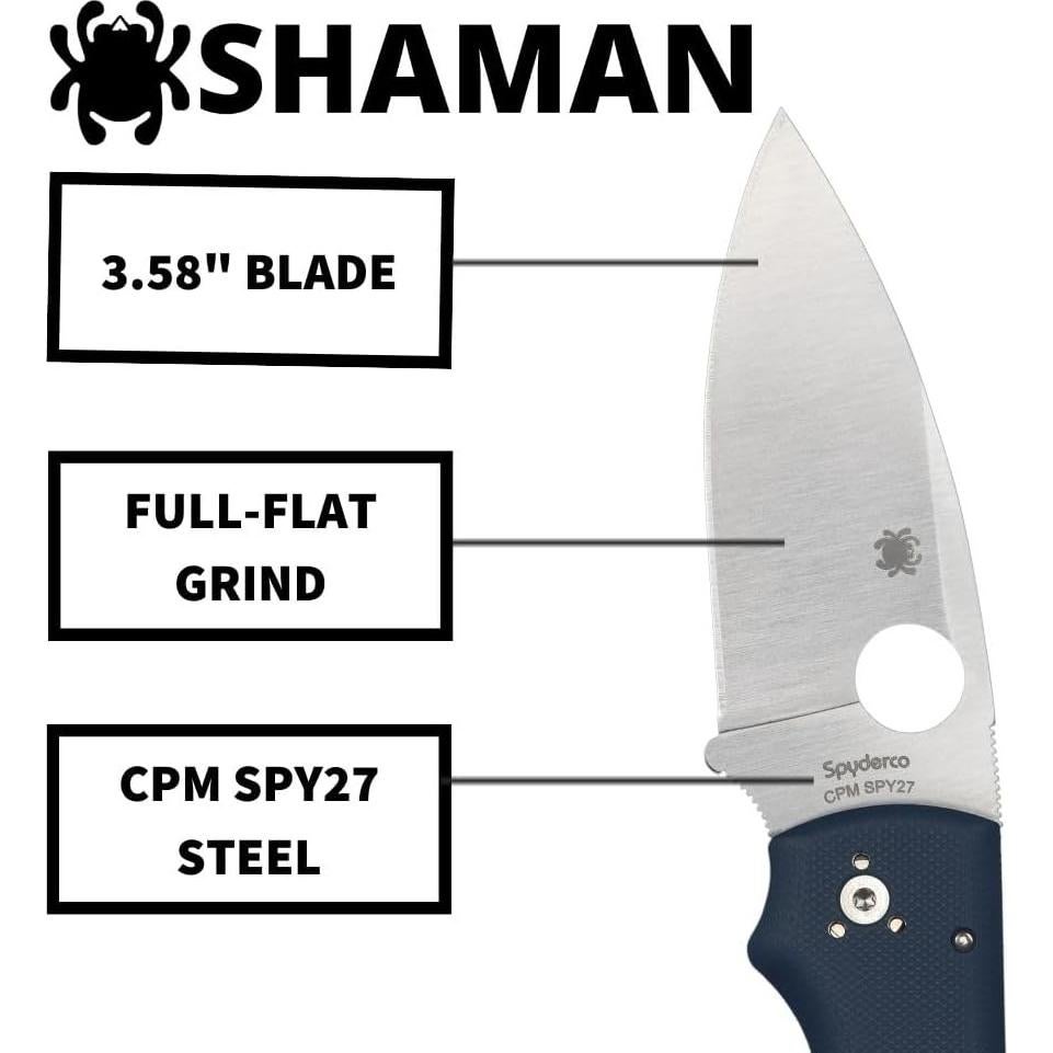 Cuchillo Plegable Spyderco Shaman CPM SPY27 8.89 cm G-10 Azul