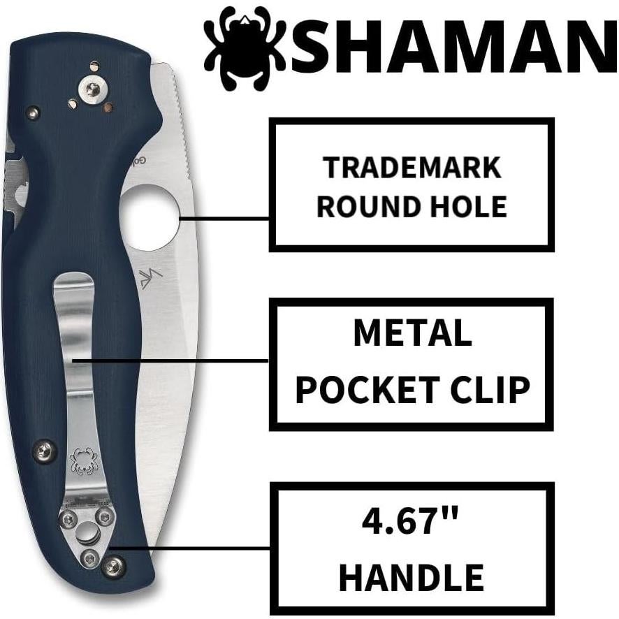 Cuchillo Plegable Spyderco Shaman CPM SPY27 8.89 cm G-10 Azul