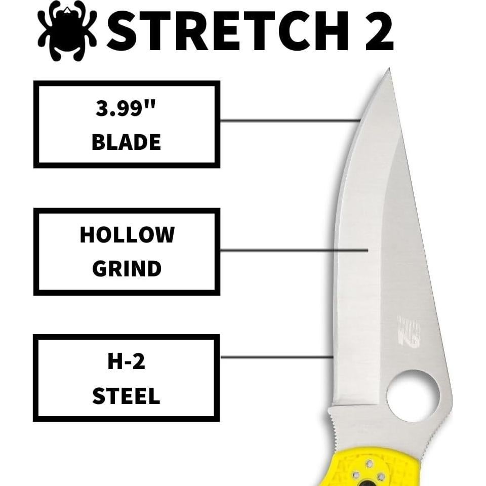 Cuchillo de bolsillo plegable Spyderco Salt 2 XL amarillo 10.16 cm