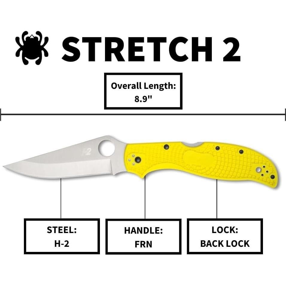 Cuchillo de bolsillo plegable Spyderco Salt 2 XL amarillo 10.16 cm