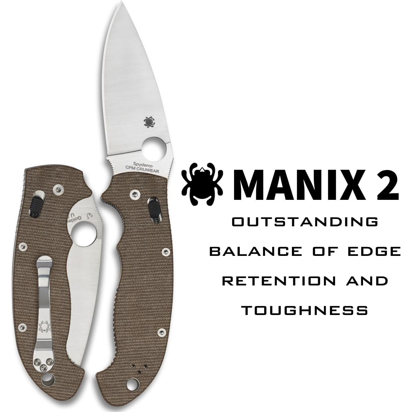 Cuchillo Plegable Spyderco Manix 2 Hoja Acero CPM Cru-Wear 9.65 cm