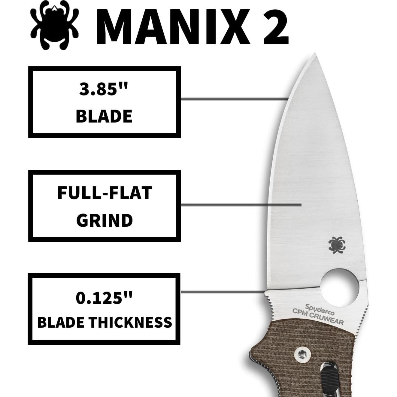 Cuchillo Plegable Spyderco Manix 2 Hoja Acero CPM Cru-Wear 9.65 cm