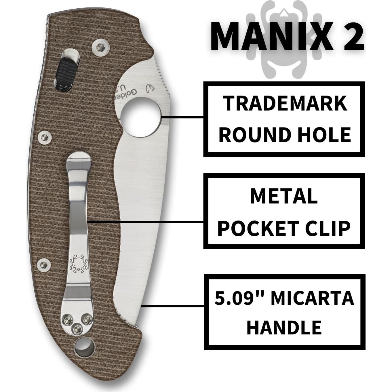 Cuchillo Plegable Spyderco Manix 2 Hoja Acero CPM Cru-Wear 9.65 cm