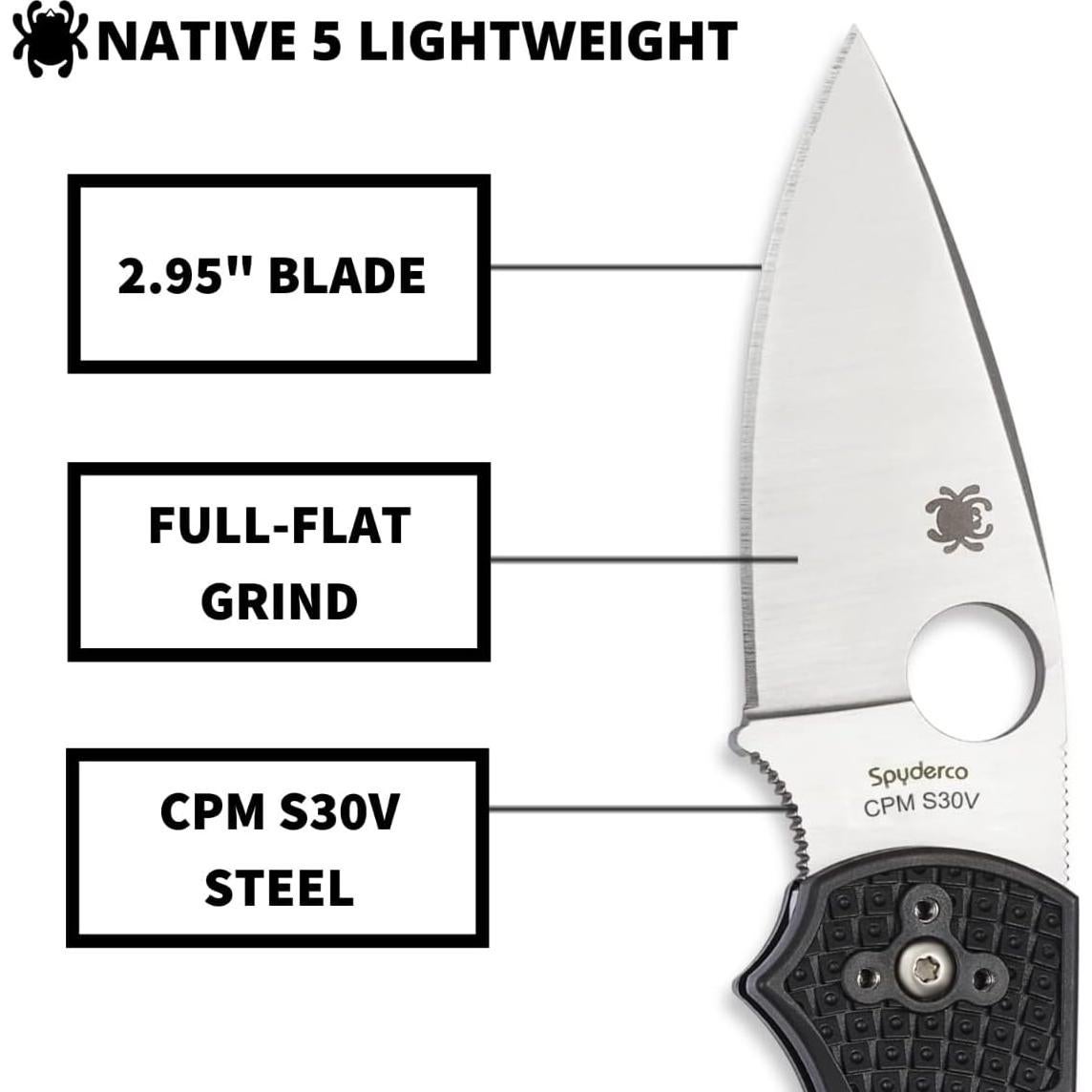 Cuchillo Spyderco Native 5 Lightweight 7.49 cm Acero S30V Negro