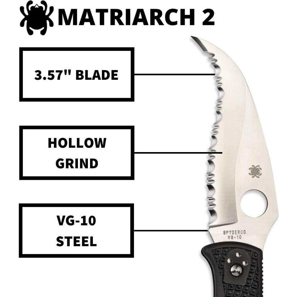 Cuchillo Spyderco Matriarch 2 VG-10 9.07 cm Reverse S Negro