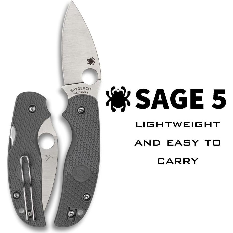 Cuchillo de bolsillo Spyderco Sage 5 con hoja Maxamet 7.62 cm