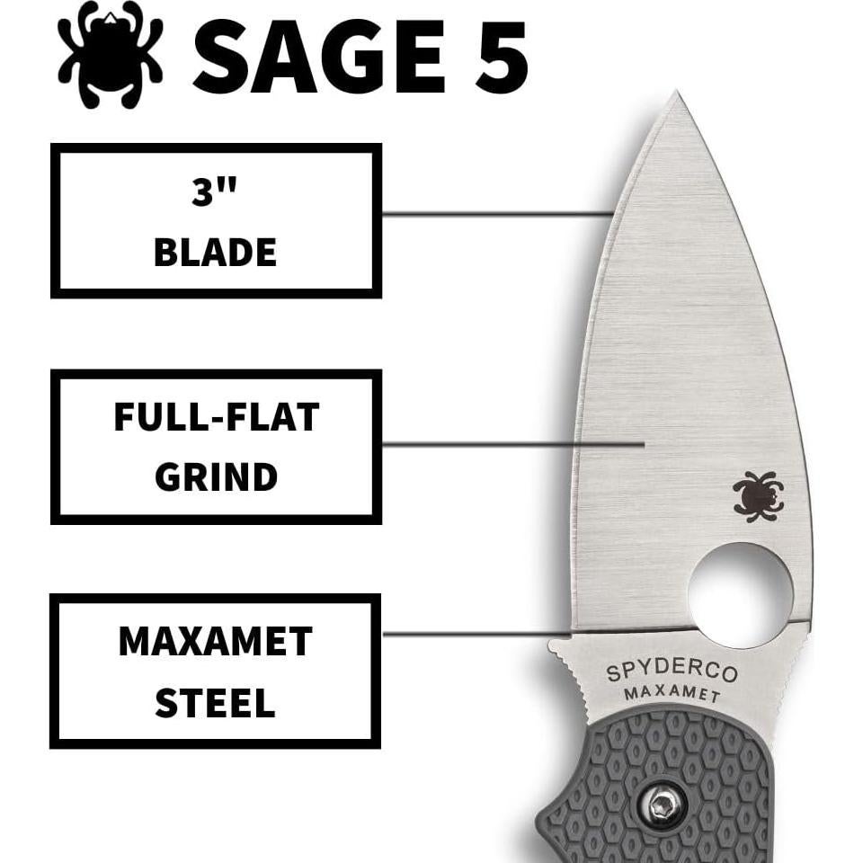 Cuchillo de bolsillo Spyderco Sage 5 con hoja Maxamet 7.62 cm
