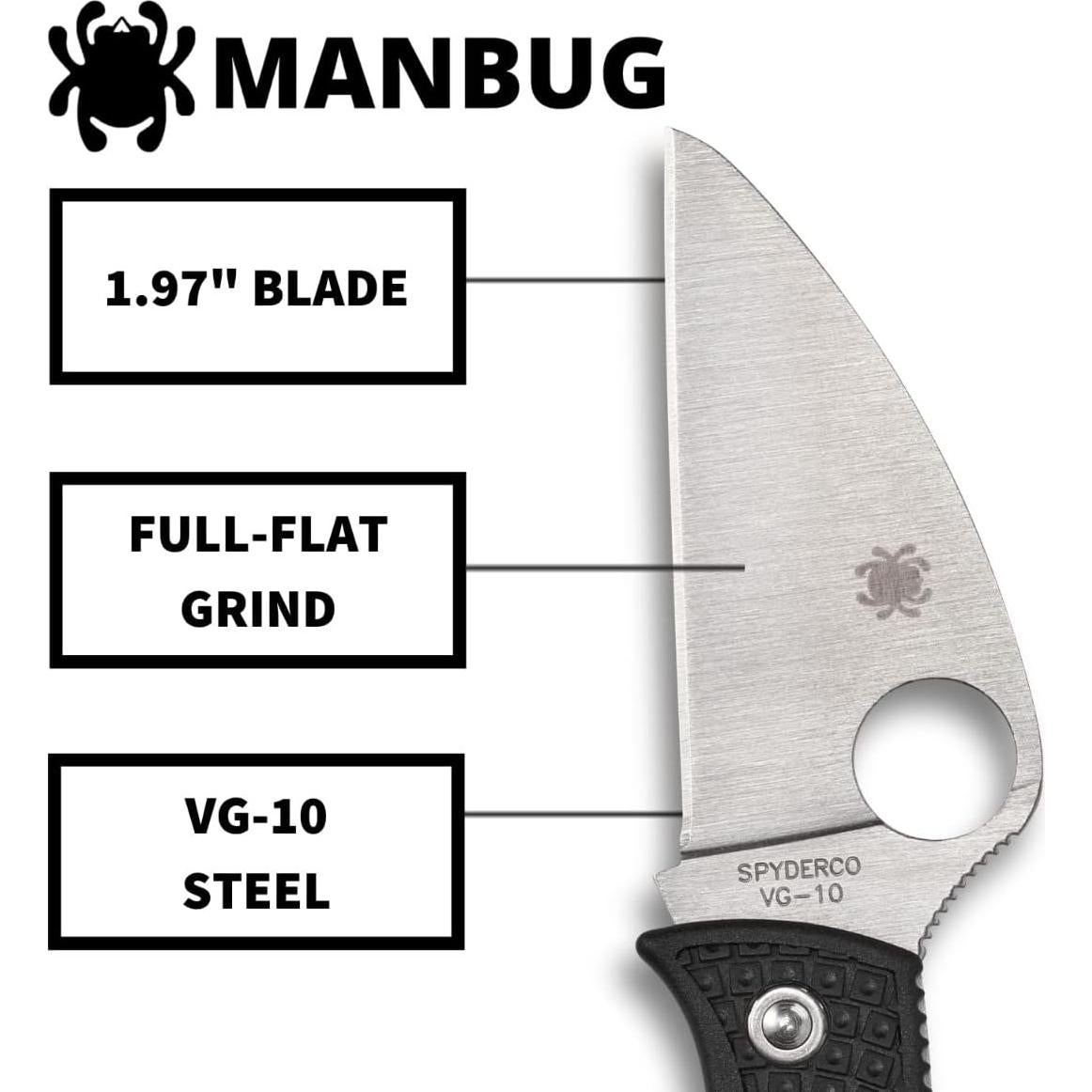 Cuchillo de bolsillo Spyderco Manbug Wharncliffe 4.8 cm EDC