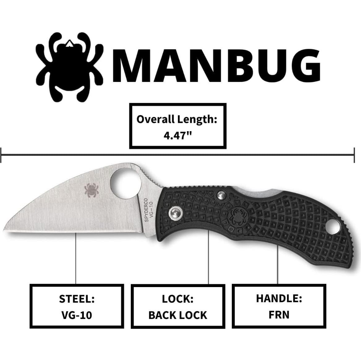 Cuchillo de bolsillo Spyderco Manbug Wharncliffe 4.8 cm EDC